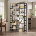 Libreria in bambù a 12 ripiani, nei colori nero/naturale/bianco, montaggio per una persona