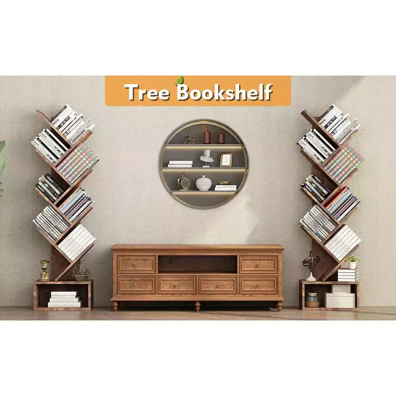 Libreria a forma di albero a 8 livelli marrone – Scaffale angolare aperto per 1 persona