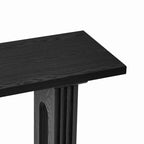 Consolle rettangolare nera/naturale con gambe tonde cave