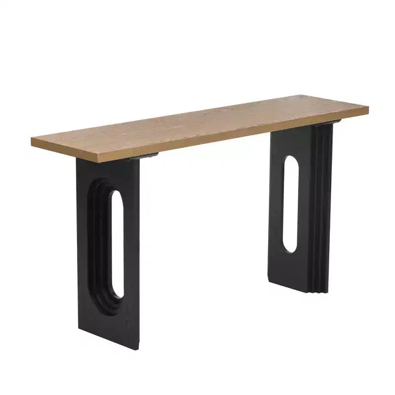 Consolle rettangolare nera/naturale con gambe tonde cave