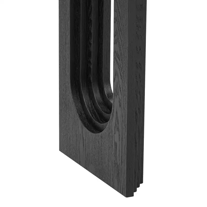 Consolle rettangolare nera/naturale con gambe tonde cave