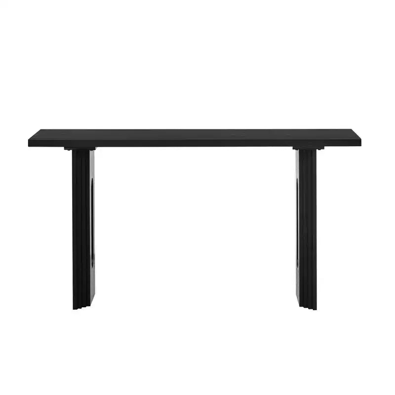 Consolle rettangolare nera/naturale con gambe tonde cave