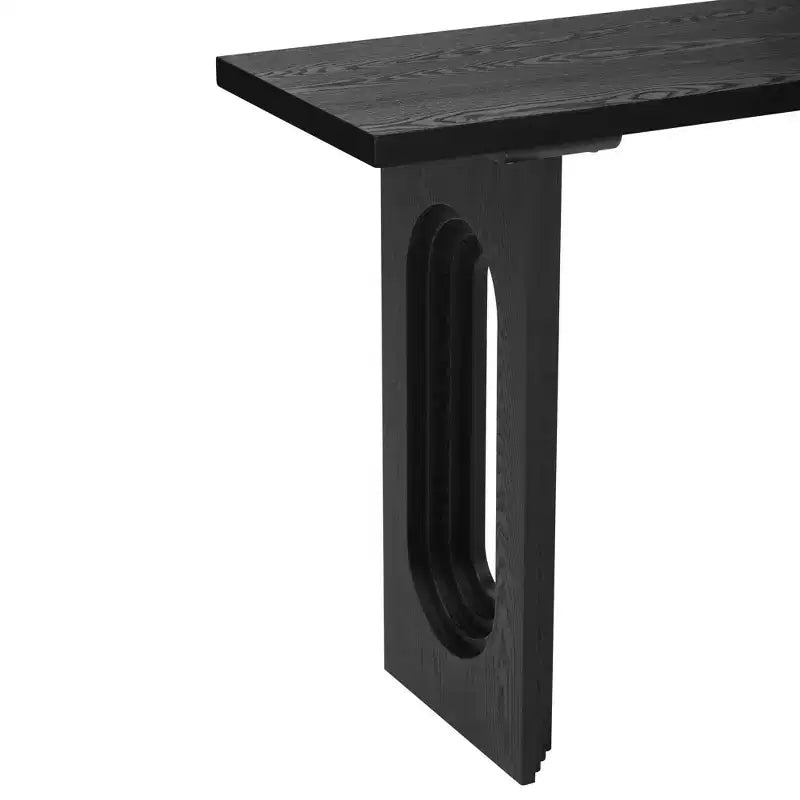 Consolle rettangolare nera/naturale con gambe tonde cave
