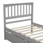 Letto a piattaforma singolo grigio/bianco con 2 cassetti portaoggetti, per 1 persona