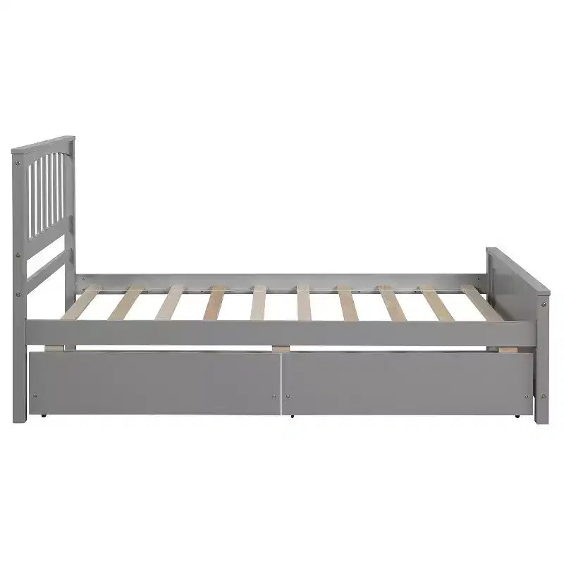 Letto a piattaforma singolo grigio/bianco con 2 cassetti portaoggetti, per 1 persona