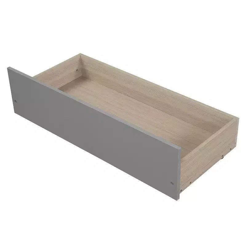 Letto a piattaforma singolo grigio/bianco con 2 cassetti portaoggetti, per 1 persona