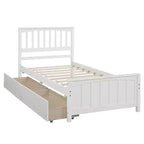 Letto a piattaforma singolo grigio/bianco con 2 cassetti portaoggetti, per 1 persona