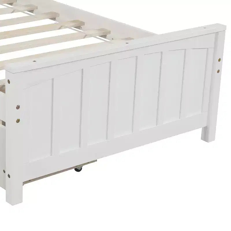 Letto a piattaforma singolo grigio/bianco con 2 cassetti portaoggetti, per 1 persona