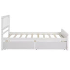 Letto a piattaforma singolo grigio/bianco con 2 cassetti portaoggetti, per 1 persona
