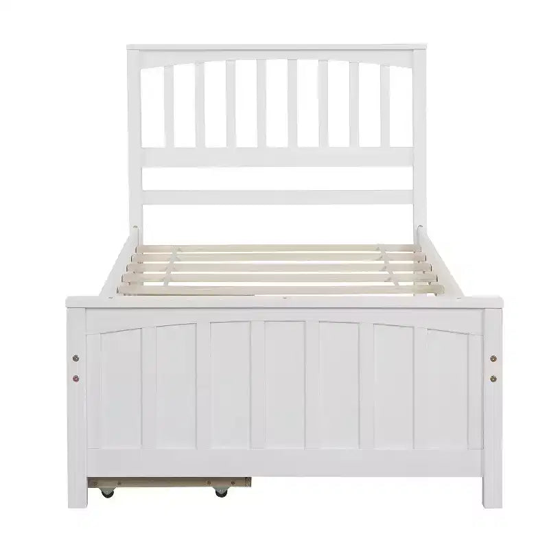 Letto a piattaforma singolo grigio/bianco con 2 cassetti portaoggetti, per 1 persona