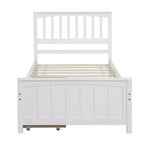 Letto a piattaforma singolo grigio/bianco con 2 cassetti portaoggetti, per 1 persona