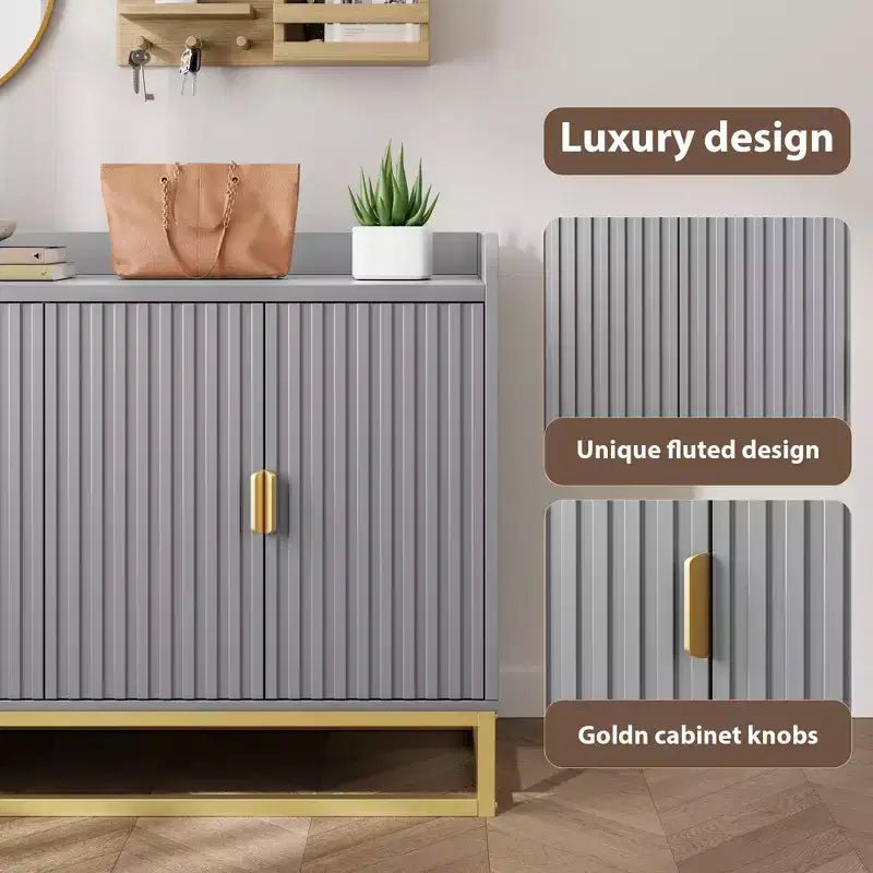 Credenza a 4 ante nera / grigia / verde grigio opaco / bianca