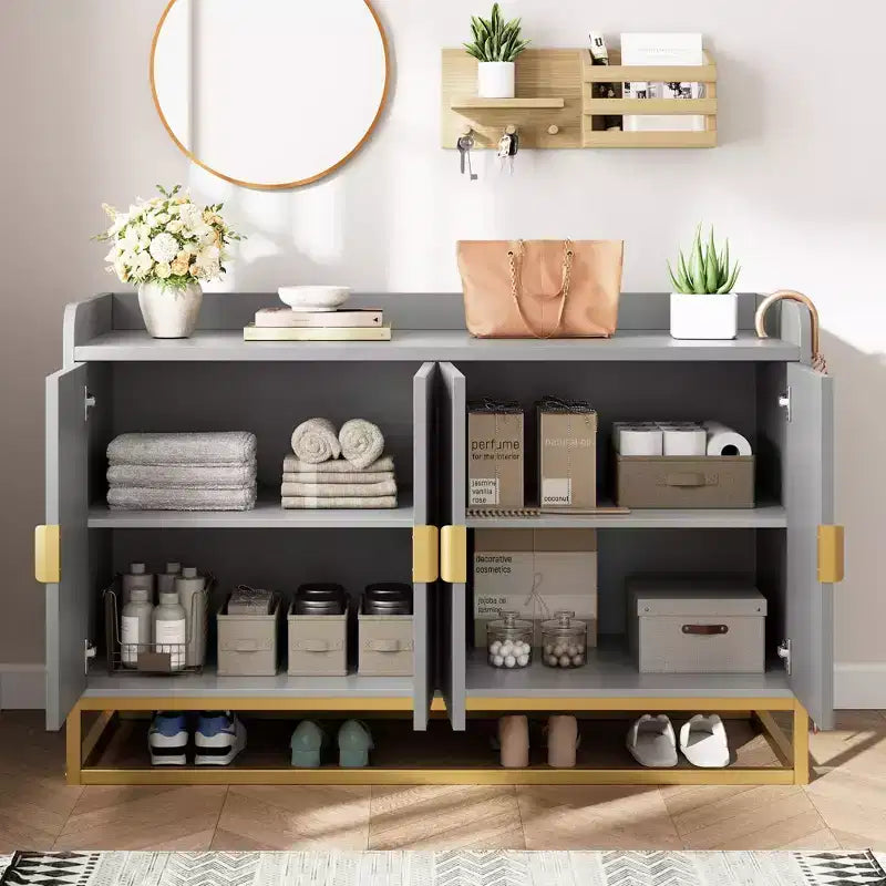 Credenza a 4 ante nera / grigia / verde grigio opaco / bianca