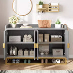 Credenza a 4 ante nera / grigia / verde grigio opaco / bianca