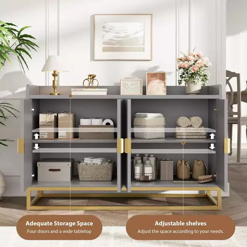 Credenza a 4 ante nera / grigia / verde grigio opaco / bianca
