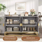 Credenza a 4 ante nera / grigia / verde grigio opaco / bianca