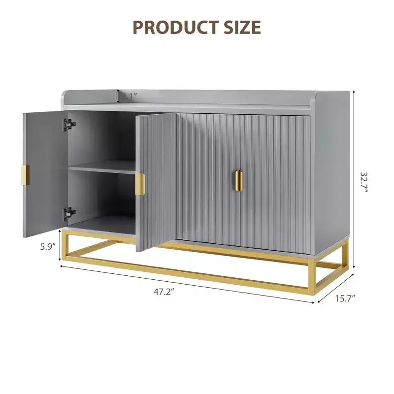 Credenza a 4 ante nera / grigia / verde grigio opaco / bianca
