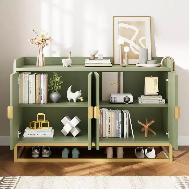 Credenza a 4 ante nera / grigia / verde grigio opaco / bianca