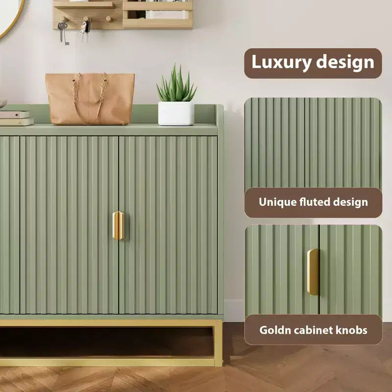 Credenza a 4 ante nera / grigia / verde grigio opaco / bianca