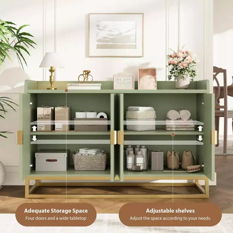 Credenza a 4 ante nera / grigia / verde grigio opaco / bianca