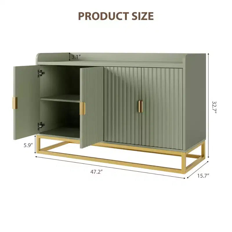 Credenza a 4 ante nera / grigia / verde grigio opaco / bianca