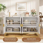 Credenza a 4 ante nera / grigia / verde grigio opaco / bianca