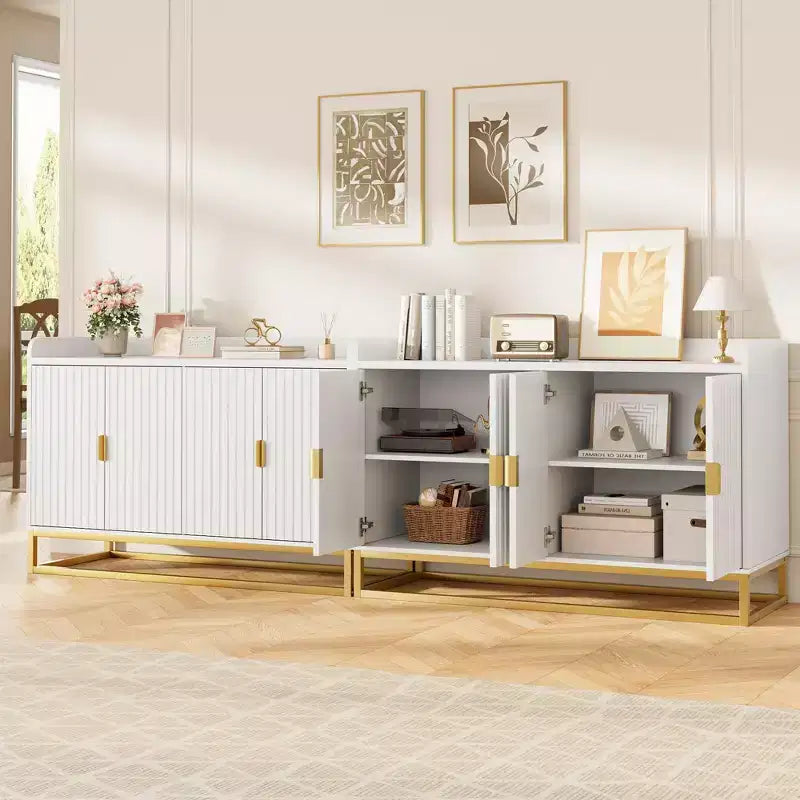 Credenza a 4 ante nera / grigia / verde grigio opaco / bianca