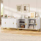 Credenza a 4 ante nera / grigia / verde grigio opaco / bianca