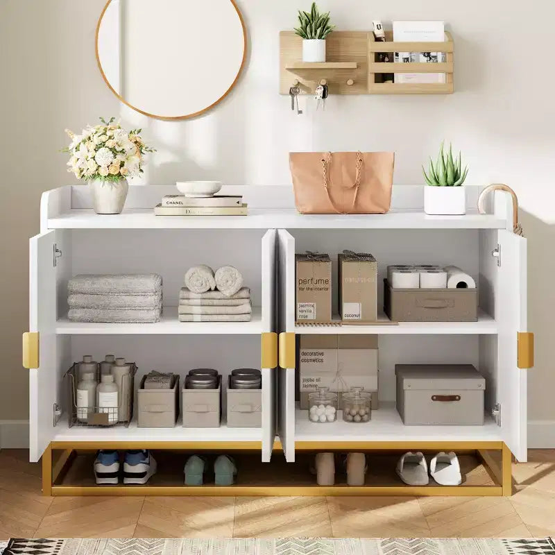 Credenza a 4 ante nera / grigia / verde grigio opaco / bianca