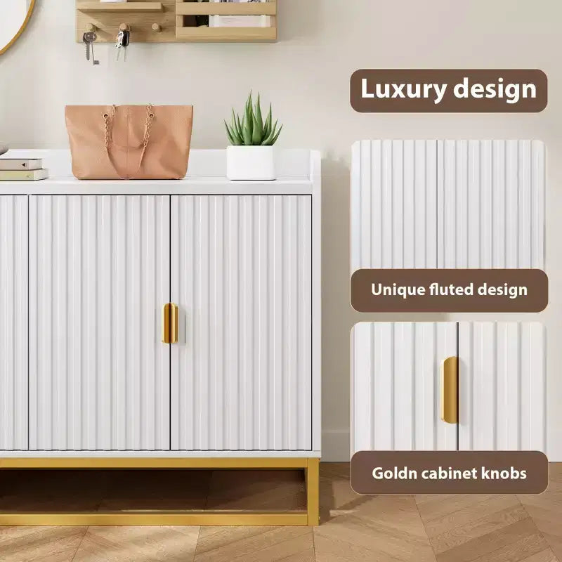 Credenza a 4 ante nera / grigia / verde grigio opaco / bianca