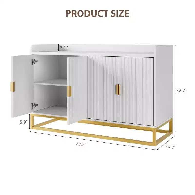 Credenza a 4 ante nera / grigia / verde grigio opaco / bianca