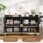 Credenza a 4 ante nera / grigia / verde grigio opaco / bianca