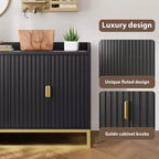 Credenza a 4 ante nera / grigia / verde grigio opaco / bianca
