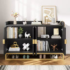 Credenza a 4 ante nera / grigia / verde grigio opaco / bianca