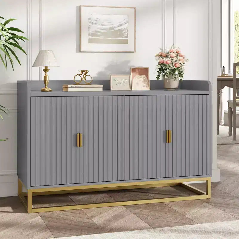 Credenza a 4 ante nera / grigia / verde grigio opaco / bianca