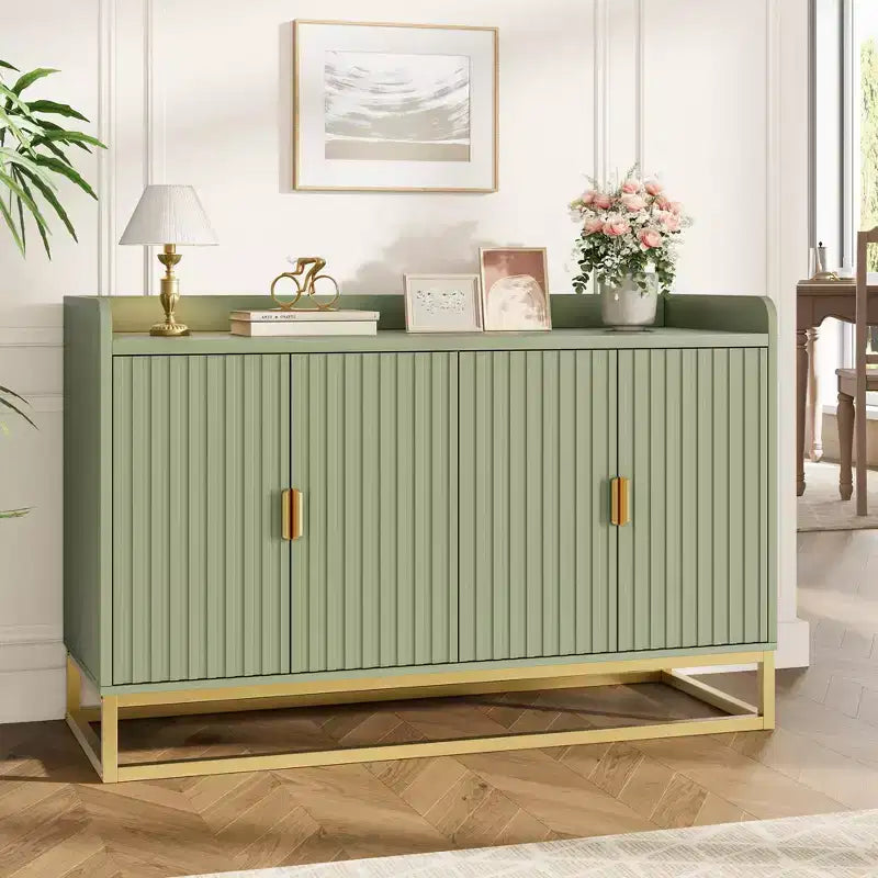 Credenza a 4 ante nera / grigia / verde grigio opaco / bianca