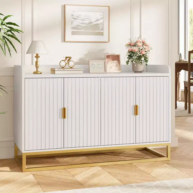 Credenza a 4 ante nera / grigia / verde grigio opaco / bianca