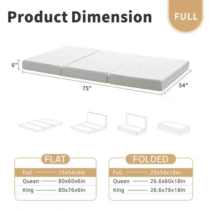 Materasso pieghevole in memory foam grigio, 15 cm, matrimoniale/queen/king, 1 persona