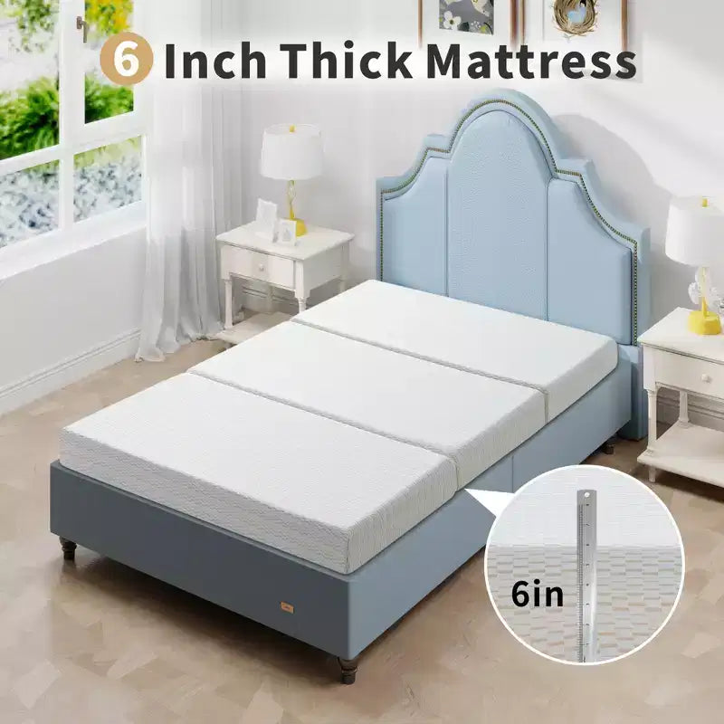 Materasso pieghevole in memory foam grigio, 15 cm, matrimoniale/queen/king, 1 persona