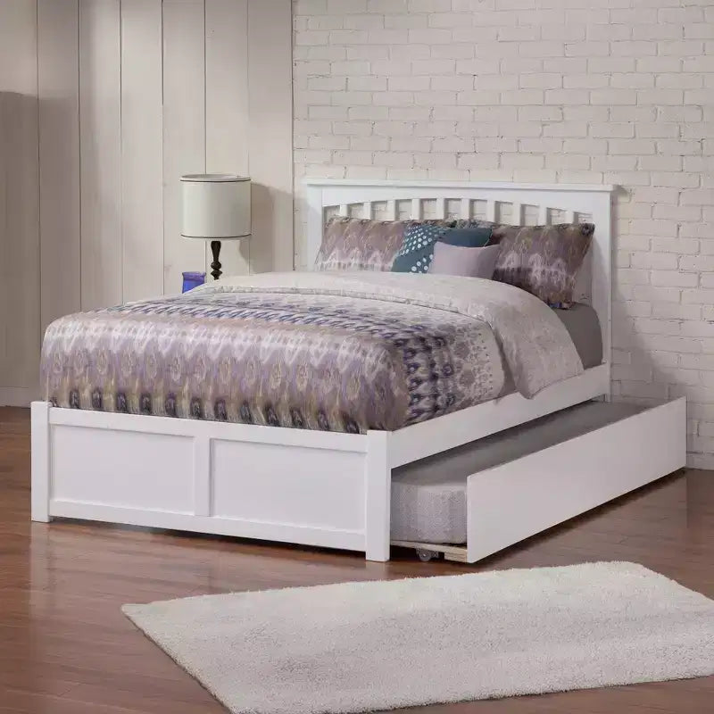 Letto a piattaforma White Full Mission con letto estraibile, per 2 (+1) persone