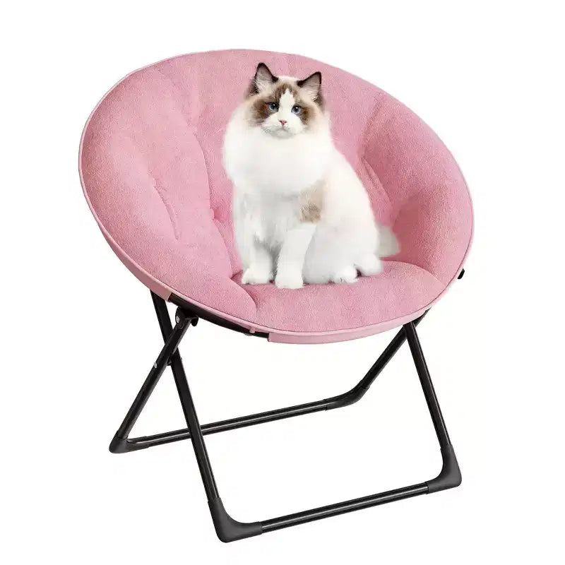 Sedia a disco in pelliccia sintetica, poltrona pieghevole per 1, struttura in metallo, colori assortiti