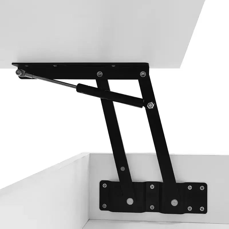 Tavolino da caffè quadrato con piano sollevabile, luci a LED, cassetti e vano portaoggetti nascosto, bianco e nero, per 1
