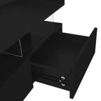 Tavolino da caffè quadrato con piano sollevabile, luci a LED, cassetti e vano portaoggetti nascosto, bianco e nero, per 1