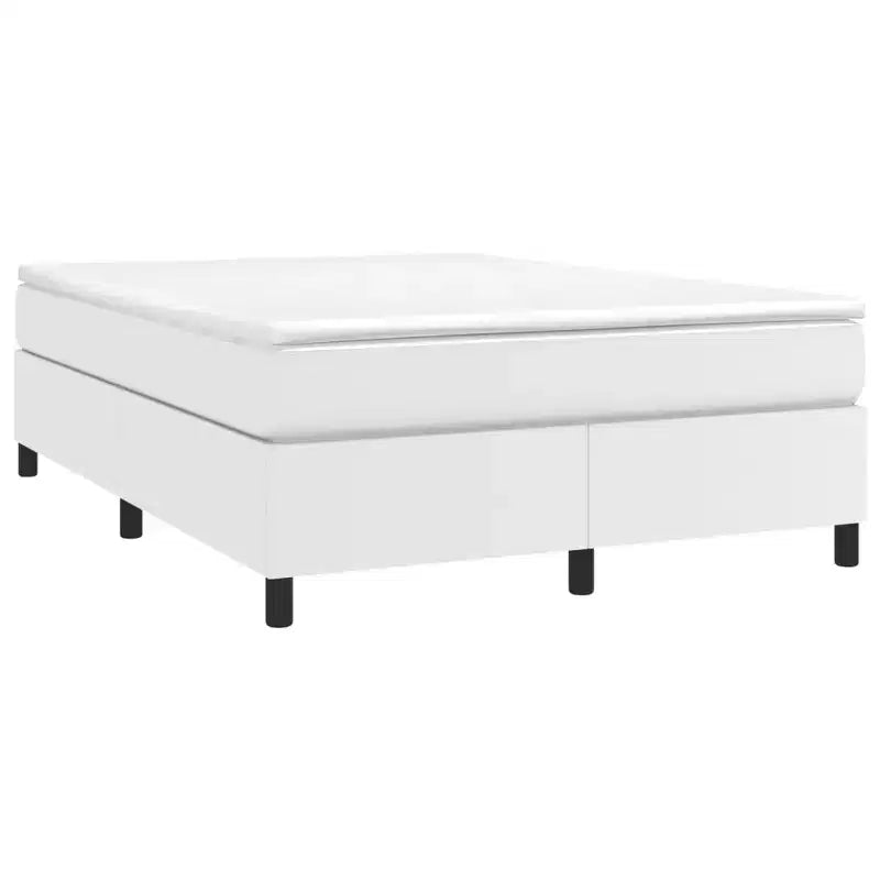 Struttura letto a piattaforma matrimoniale completa in similpelle bianca, 2 persone