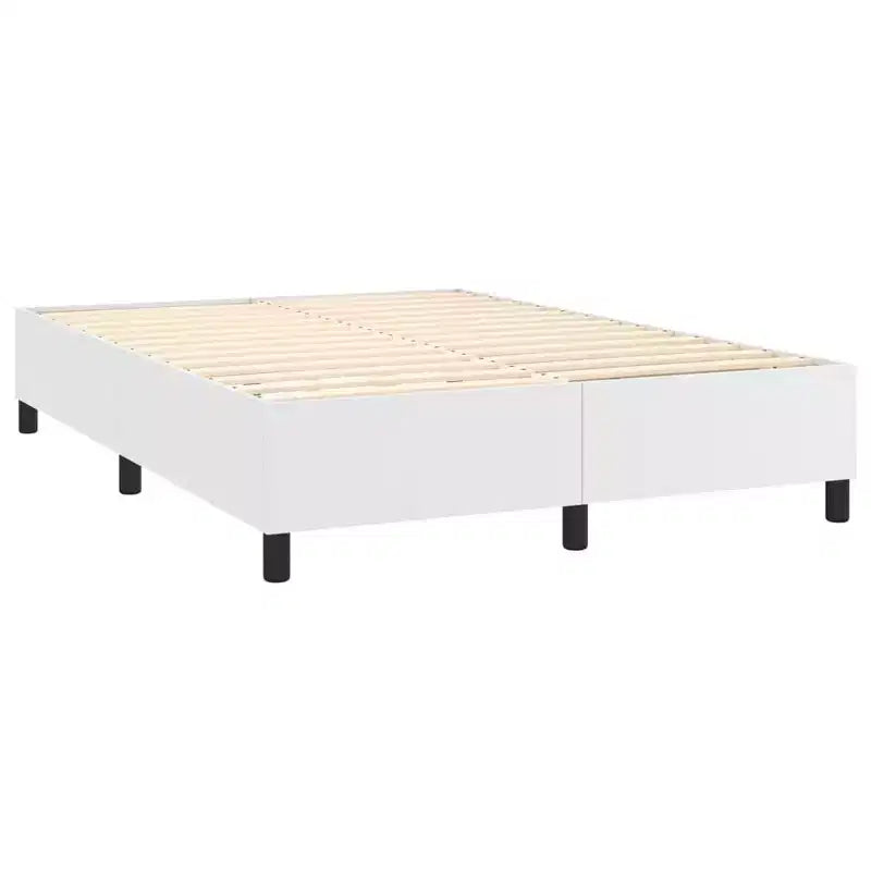 Struttura letto a piattaforma matrimoniale completa in similpelle bianca, 2 persone