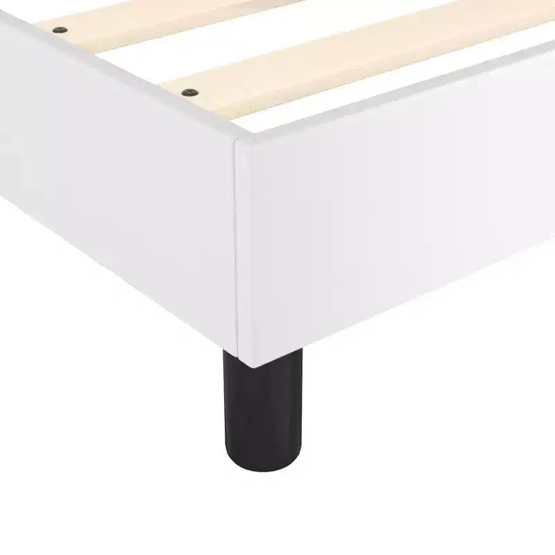 Struttura letto a piattaforma matrimoniale completa in similpelle bianca, 2 persone
