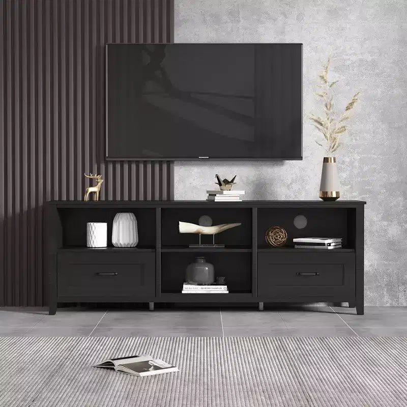 Mobile TV in Legno Marrone con Cassetti e Ripiani Aperti, Adatto per TV fino a 70", 1 Unità