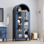 Pensile ad arco per dispensa con ante in vetro, 5 ripiani, nero/blu/noce/bianco, singolo