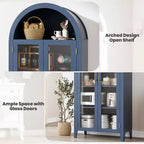 Pensile ad arco per dispensa con ante in vetro, 5 ripiani, nero/blu/noce/bianco, singolo
