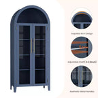 Pensile ad arco per dispensa con ante in vetro, 5 ripiani, nero/blu/noce/bianco, singolo